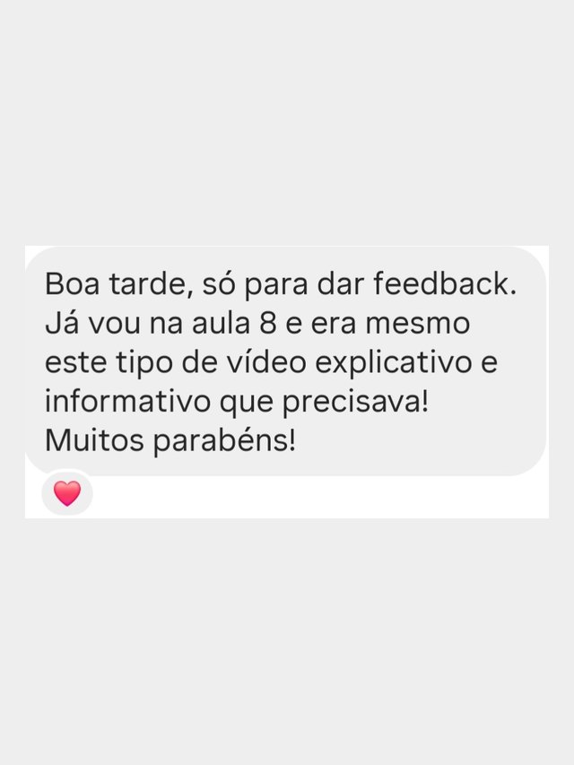 Mensagem de uma aluna sobre o guia