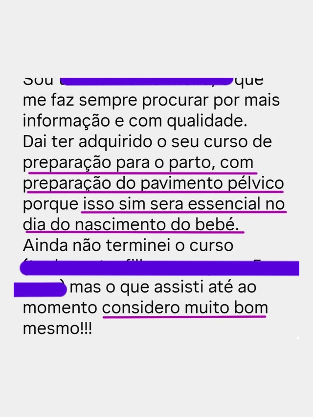 Mensagem de uma aluna sobre o guia
